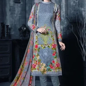 Elegant Floral Embroidered Suit
