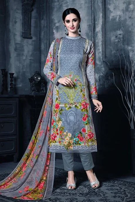 Elegant Floral Embroidered Suit