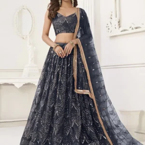Embroidered Navy Blue Lehenga Choli
