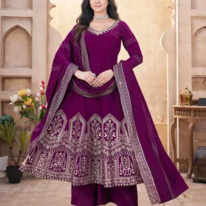 Embroidered Purple Anarkali Suit