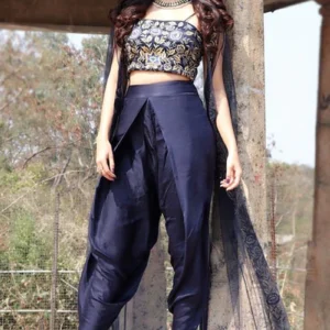 Navy Blue Indo-Western Dhoti Set
