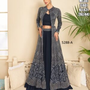 Modern Navy Blue Ethnic Gown Set